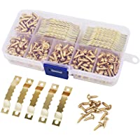 HAUSPROFI Perchas para cuadros 120 piezas con 240 tornillos de doble agujero- Ganchos para colgar cuadros Color: dorado